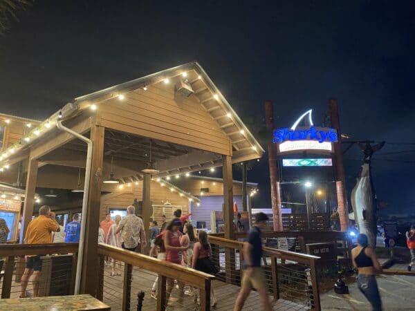 Sharky's Beachside Restaurant at Night