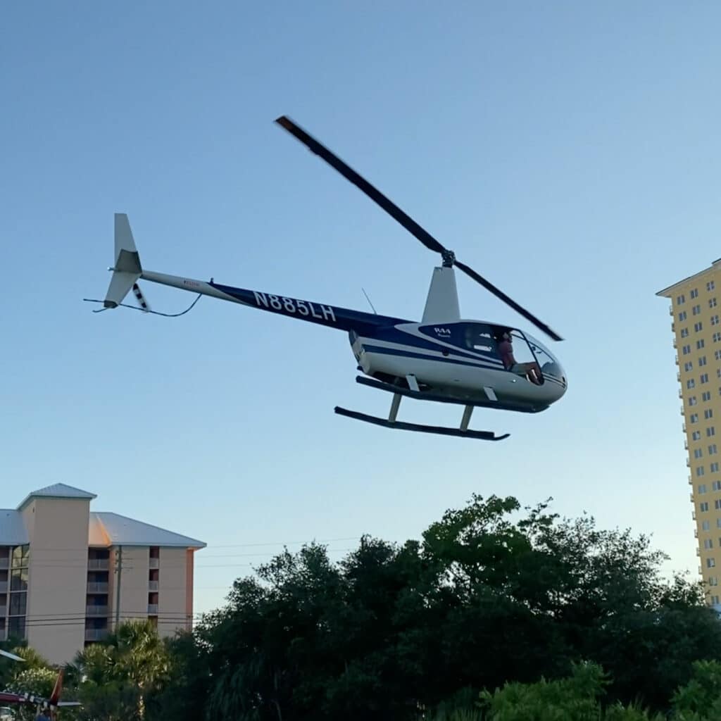 Helicopter tour taking off from Pier Park in Panama City Beach