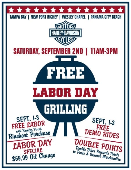 Free Grilling at PCB Harley Davidson Labor Day Weekend